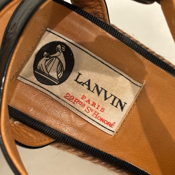 Lanvin Black and Tan Wedge Sandals - Picture 2 of 10